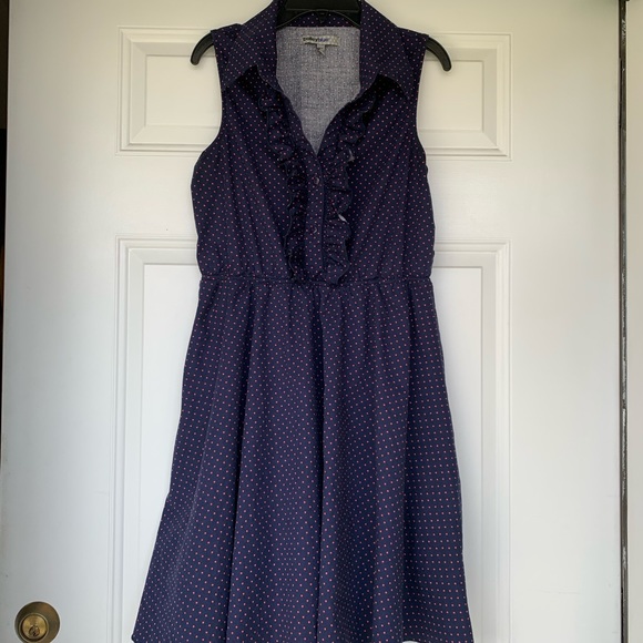 bailey blue Dresses & Skirts - Bailey Blue Polka Dot Sleeveless Collared Dress-Lg